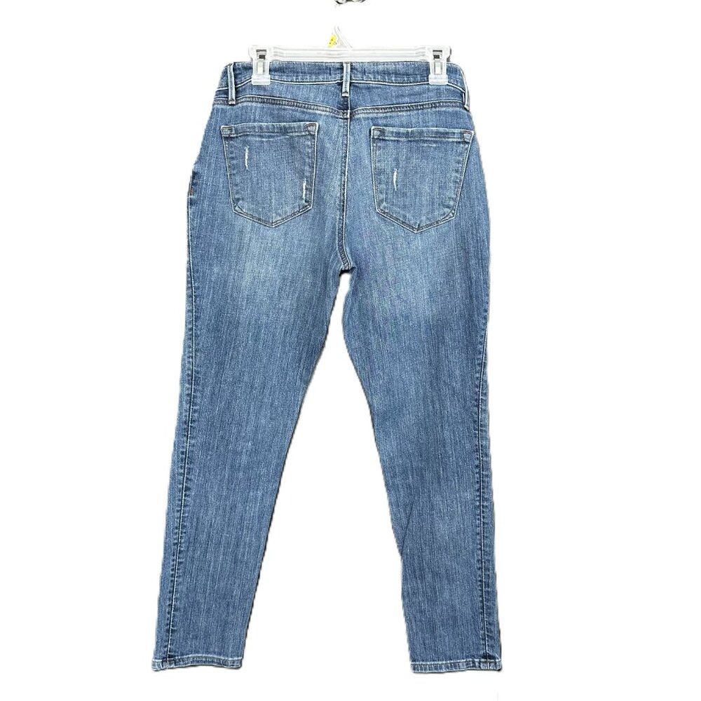 Women"s Loft Relaxed Skinny Jeans Size 29/8 Med Wash With Fading And Distressing